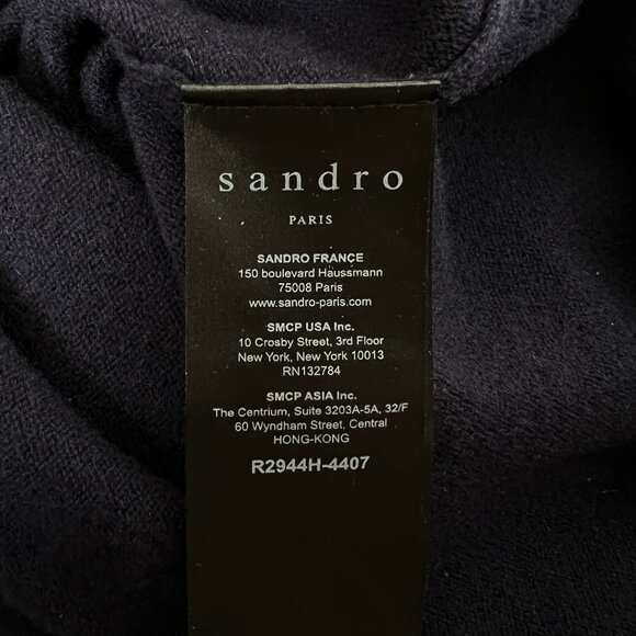 Sandro Cashmere Wool Stripe Midi Knit Sweater Bryone Dress Preppy Paris Academia - Picture 9 of 14